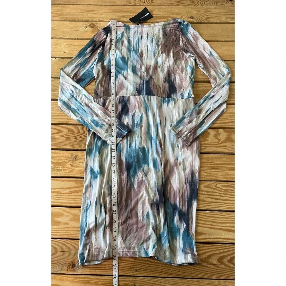 NWT Fashion Nova Appreciate The Arts Long Sleeve Dress 2X Abstract Twist Front - Picture 6 of 9